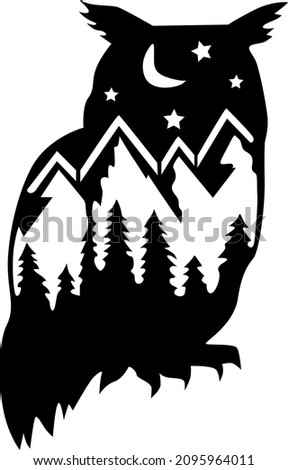 monochrome panno line black decoration logo design abstract line art geometry contour gnome gnomes squad character owl night 