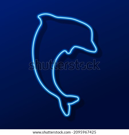 dolphin neon sign, modern glowing banner design, colorful modern design trend. Vector illustration.