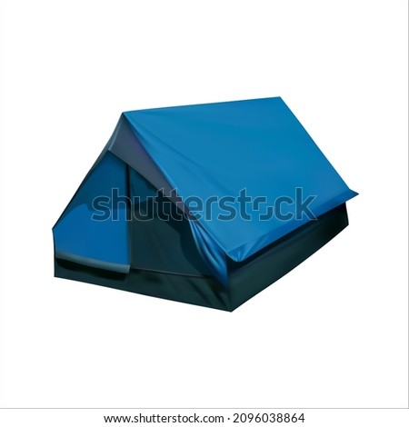 Blue tent for tourism and recreation. 3d vector illustration