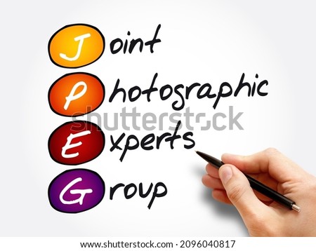 JPEG - Joint Photographic Experts Group acronym, concept background