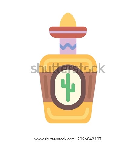Tequila bottle flat icon. Clipart cartoon illustration. Vector sign for mobile app and web sites. 