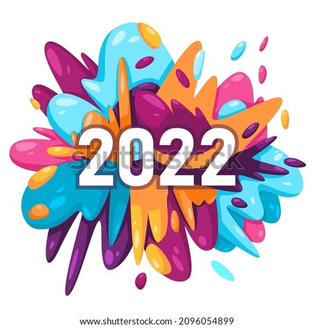 2022 new year banner poster design splash splattered multicolor colorful greeting creative 