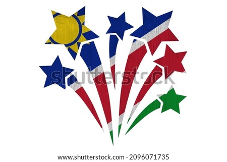 World countries. Fireworks in colors of national flag on white background. Namibia