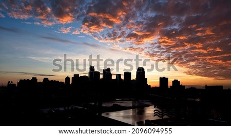 Minneapolis skyline view at Sunset. Minnesota