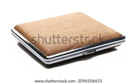 Metal cigarette case, tin isolated on white background Royalty-Free Stock Photo #2096106655