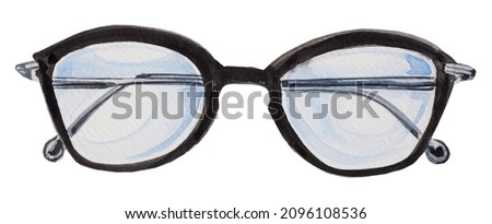 Watercolor glasses design isolated on a white background.