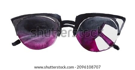 Watercolor glasses design isolated on a white background.