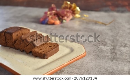 Selective focus picture of a chocolate cake slices in a plate   Cakes are the best snacks to have in the evening or break time 