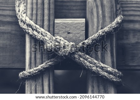 Strength Rope and Fence Black and White Image 