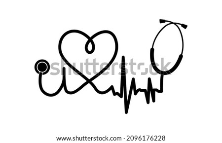 Stethoscope heart digital cut file, Nurse Life Vector and Clip Art 