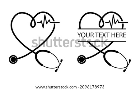 Stethoscope Heart Monogram  -Nurse Life Vector and Clip Art