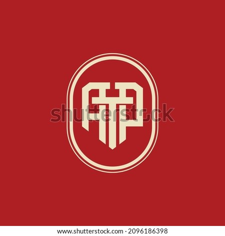 Monogram logo, Initial letters A, P, T, APT, ATP, PAT or TAP, modern, sporty, cream color on red background