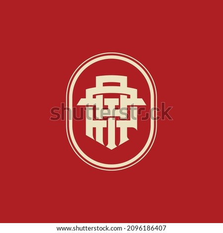 Monogram logo, Initial letters A, P, T, APT, ATP, PAT or TAP, modern, sporty, cream color on red background