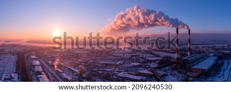 Harmful emissions into the atmosphere causing global warming. Royalty-Free Stock Photo #2096240530