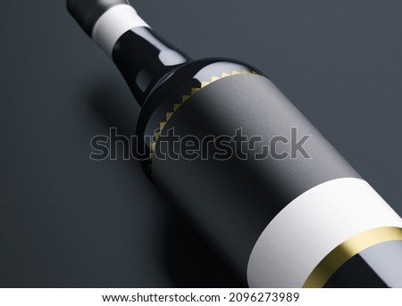 Flat lay of lying wine Bottle blank