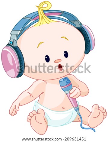 Illustration of cute DJ baby