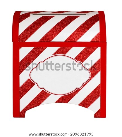 Isolated red letter box for Santa Claus on white background with copy space