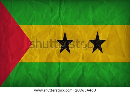 Sao Tome and Principe flag pattern on the paper texture ,retro vintage style
