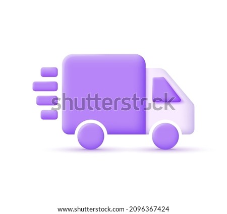 3d icon fast delivery isolated on white background. Express delivery, shipping, truck icon, quick move. Trendy icon in 3d style. Can be used for many purposes.
