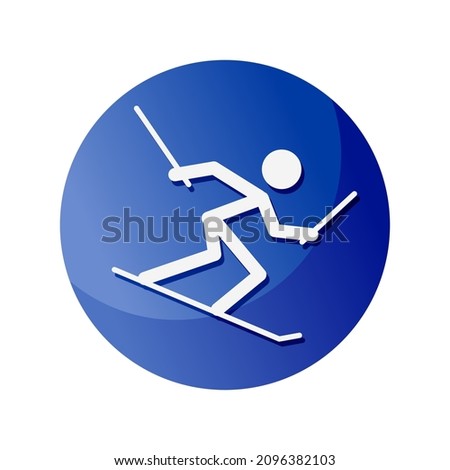 Skiing icon. A symbol dedicated to sports and games. Vector