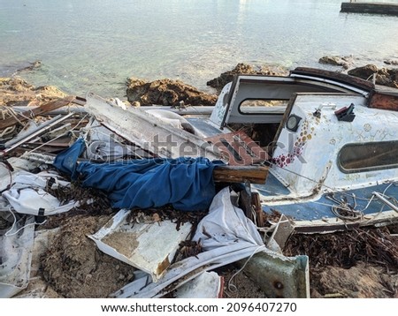 shipwreck in the bay of San Antonio in Ibiza island