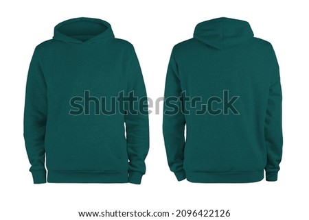 Men's darkslategray blank hoodie template,from two sides, natural shape on invisible mannequin, for your design mockup for print, isolated on white background Royalty-Free Stock Photo #2096422126