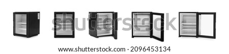 Set with modern black minibars on white background. Banner design Royalty-Free Stock Photo #2096453134