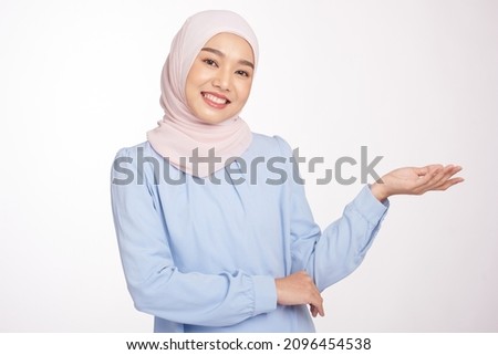 A close up of beautiful muslim woman with hijab isolated, muslim hijab beauty skin care concept. Royalty-Free Stock Photo #2096454538