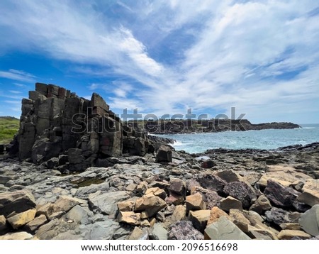 The landscape at Cathedral Rock, Kiama Australia. These volcanic rocks have lured many tourists and photographers due to their distinctive shapes.