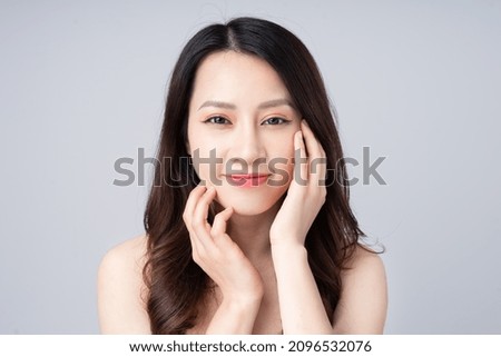 beautiful asian girl portrait, isolated on white background