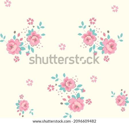 Roses themed seamless vector, can be used for baby t-shirt print, fashion print design, kids wear, baby shower, bedding set, wallpaper, celebration, greeting and invitation.