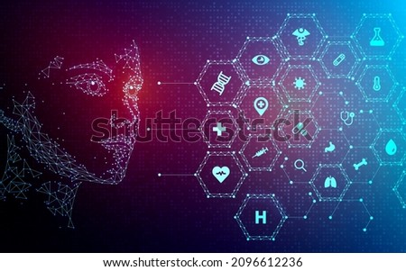 Artificial Intelligence in Healthcare - New AI Applications in Medicine - Digital Entity and Medical Icons - Innovative Technologies in the Medical Fields - Conceptual Illustration 