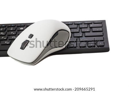 White Computer Mouse And Keyboard On White Background 