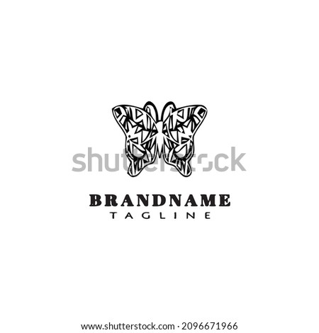 butterfly logo cartoon icon design template black modern graphic vector illustration
