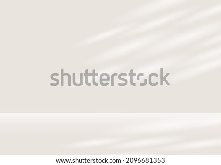 3d background products display scene with sunlight. background vector 3d rendering with podium. stand to show cosmetic products. Stage showcase on pedestal display beige studio Royalty-Free Stock Photo #2096681353