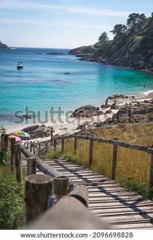 Cies Islands cover in blue Royalty-Free Stock Photo #2096698828