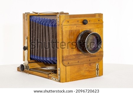 Sarin wooden camera on a set background