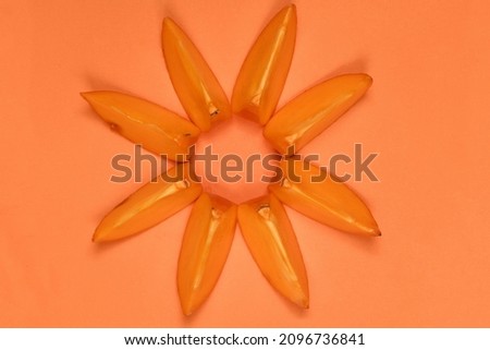 Orange ripe persimmon. Persimmon fruit. Orang fruits slice cut out. High resolution photo. Full depth of field.