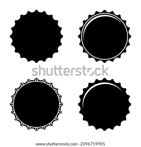 Bottle caps icons set isolated on white background. Labels in the form of bottle aluminum caps, Soda, juice or beer bottle tops icon. Vector illustration Royalty-Free Stock Photo #2096759905