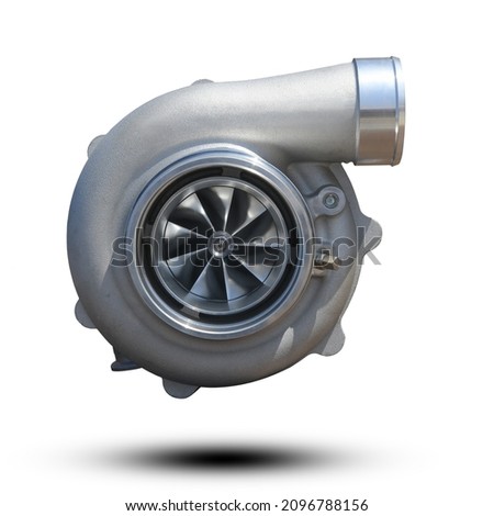 Turbo charger air pressure to engine piston new part isolated on white background. This has clipping path. Royalty-Free Stock Photo #2096788156