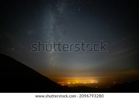 Milky way over Ruthin in the Vale of Clwyd, North Wales
