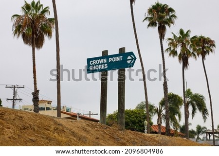 Crown Point Shores wooden sign in San Diego, California.