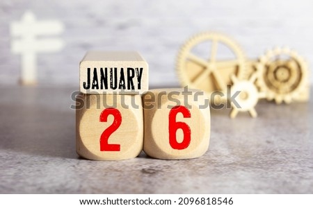 Flower pot and calendar for the snow season from 26 January. Winter time