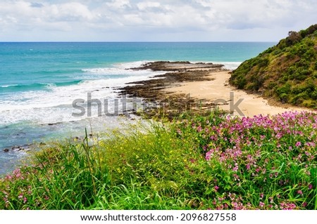 View from Devil's Elbow between Fairhaven and Lorne on the Great Ocean Road - Eastern View, Victoria, Australia Royalty-Free Stock Photo #2096827558