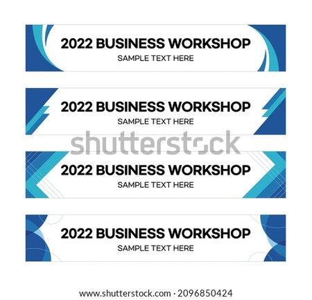 Business placard background graphic set. Company seminar, workshop, event banner style design. Royalty-Free Stock Photo #2096850424