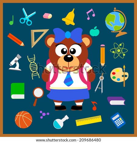 Back to school seamless background with bear vector