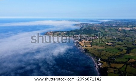 Aerial photo of Beautiful Scenery of Rocks Mountains and Sea in the North Coast of Ireland  