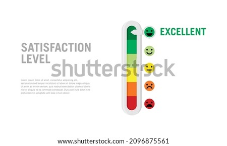 Flat Vector illustration of customer satisfaction level measurement tool. Suitable for design element of customer satisfaction infographic. Rating and ranking of service feedback from clients survey. Royalty-Free Stock Photo #2096875561