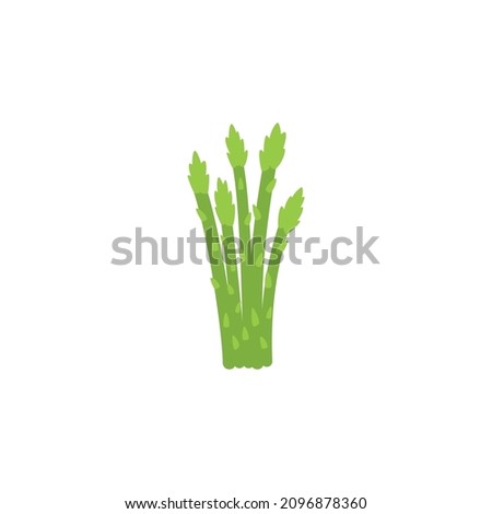 Bunch of asparagus legumes green food. Asparagus vector icon, isolated on white background. Healthy nutrition product cartoon sketch illustration, color. Royalty-Free Stock Photo #2096878360
