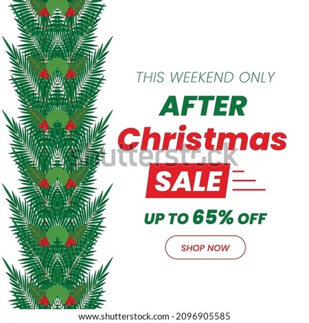 After Christmas sale banner,  Christmas offer Template with Discount Tag, Vector illustration design

